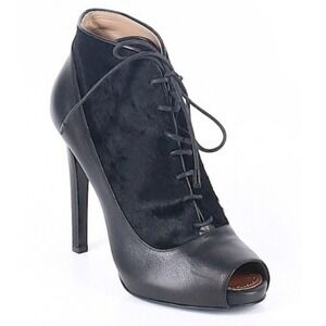 Proenza Schoulder Black Laceup Peep Toe Pony Hair Stiletto‎ Booties - 36 / US 6